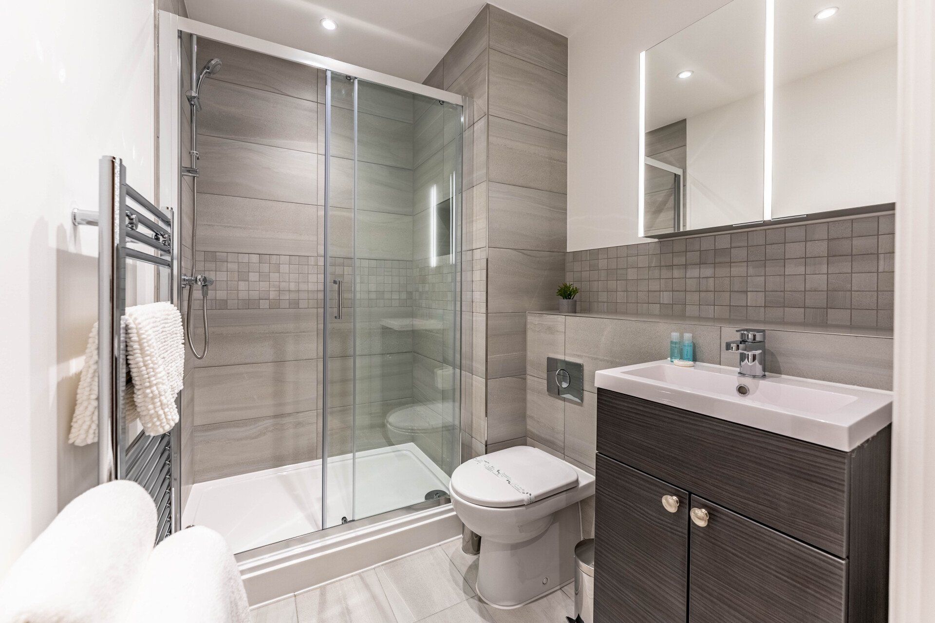 wellington house bathroom with walk in shower