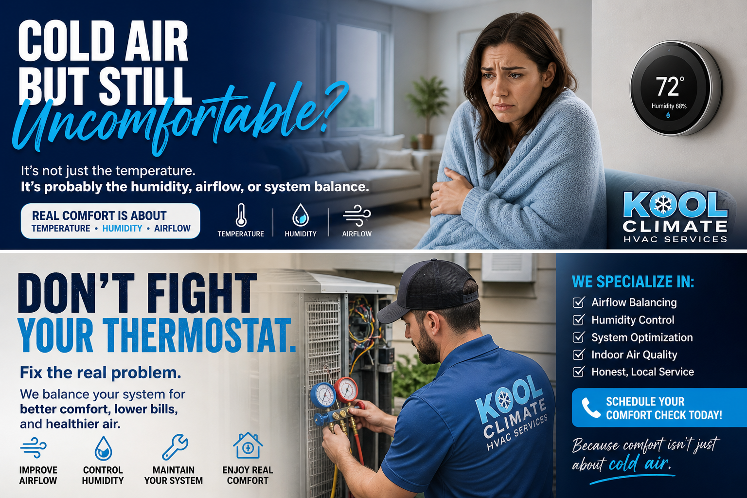AC blowing cold air but house feels humid Florida