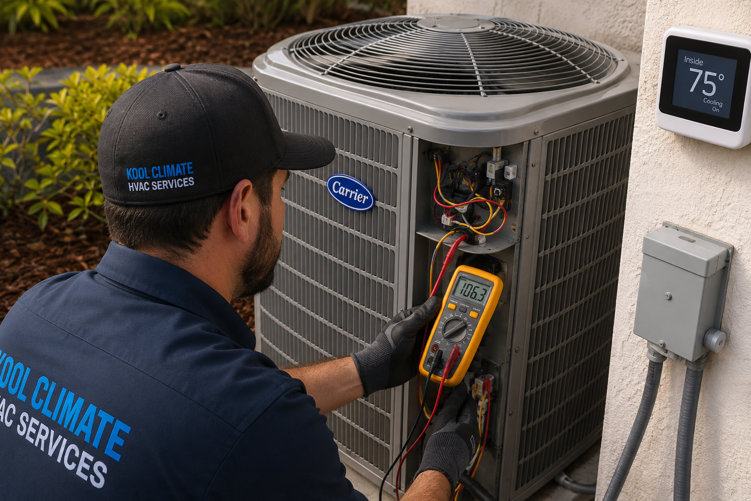 HVAC technician diagnosing short cycling air conditioner