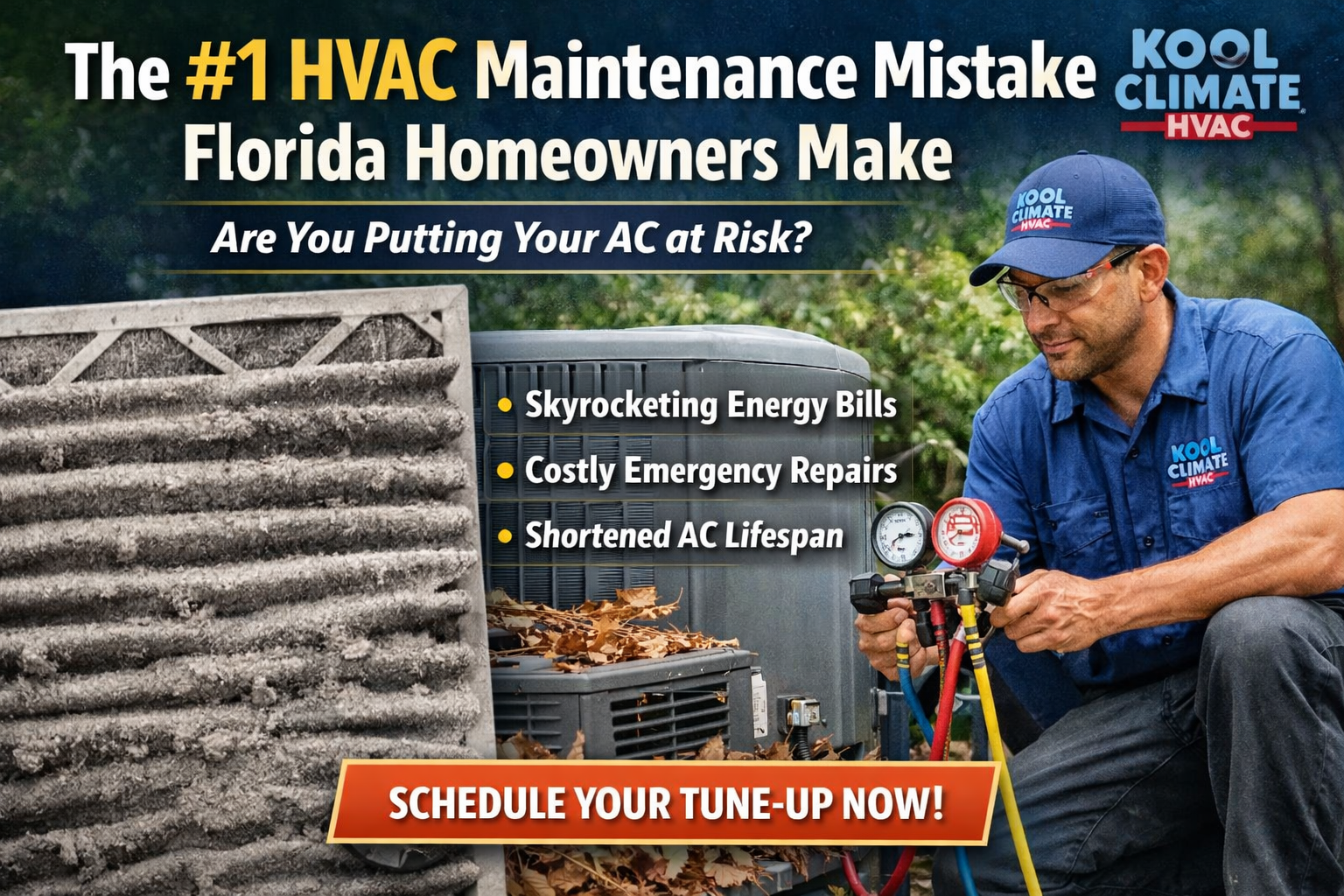 HVAC technician performing professional AC maintenance in Central Florida