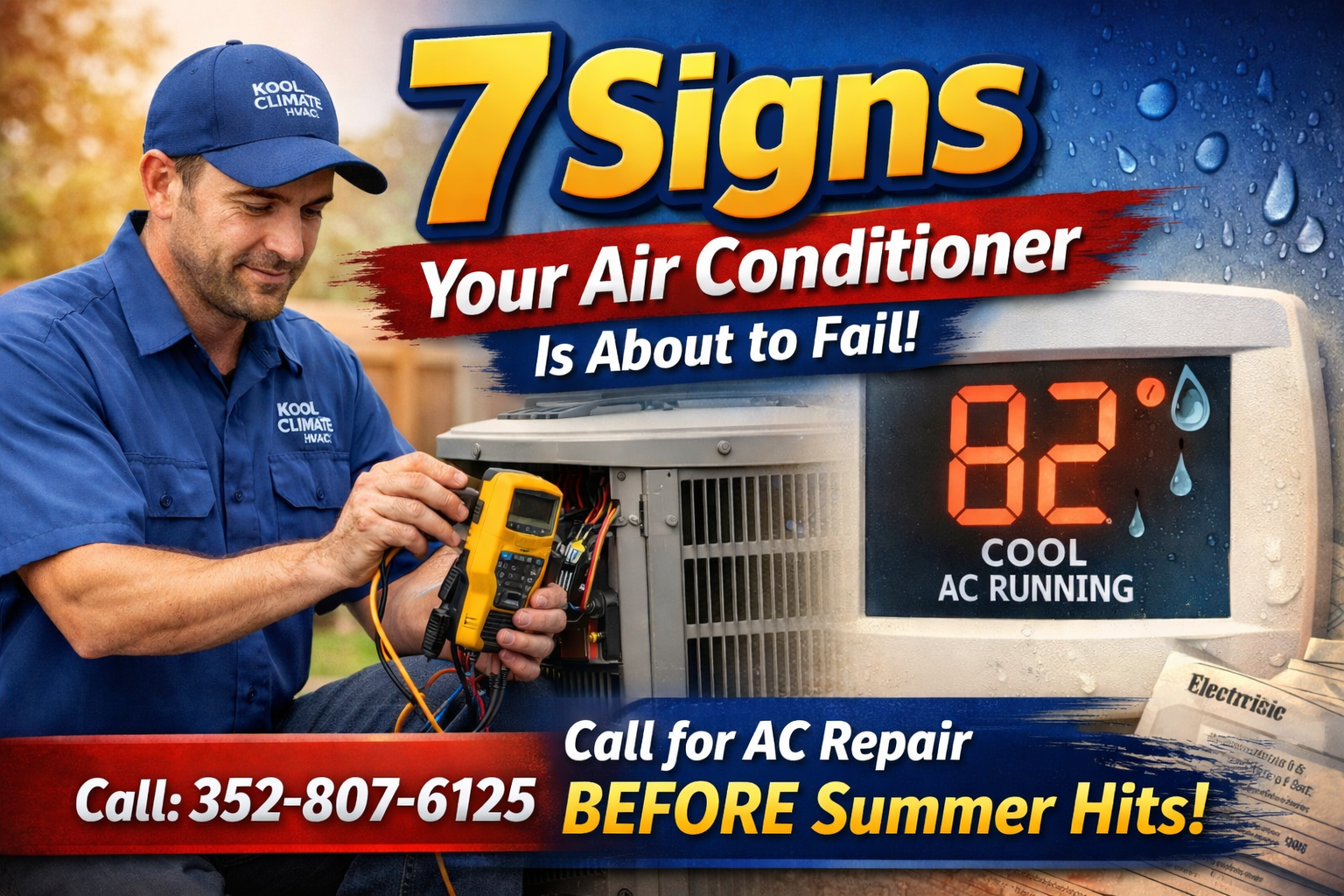 HVAC technician inspecting residential air conditioner in Florida