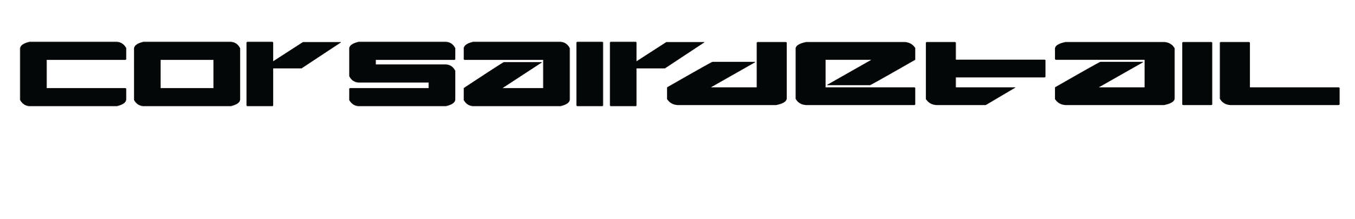 A black and white logo for corsair jet oil