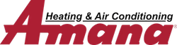 Amana heating and air conditioning logo in red and black.