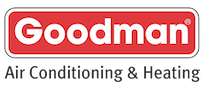 Goodman Air Conditioning & Heating logo in red and white.