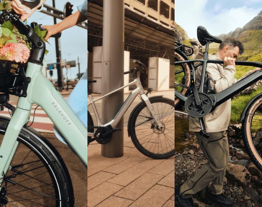 Triptych Of Bicycle Images, A Ladies Bike With A Front Basket, A Man Carrying A Bicycle — Trinity Cycle Works In Cairns City, QLD