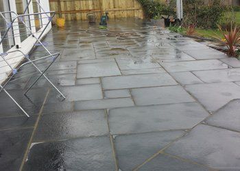 wet garden paving