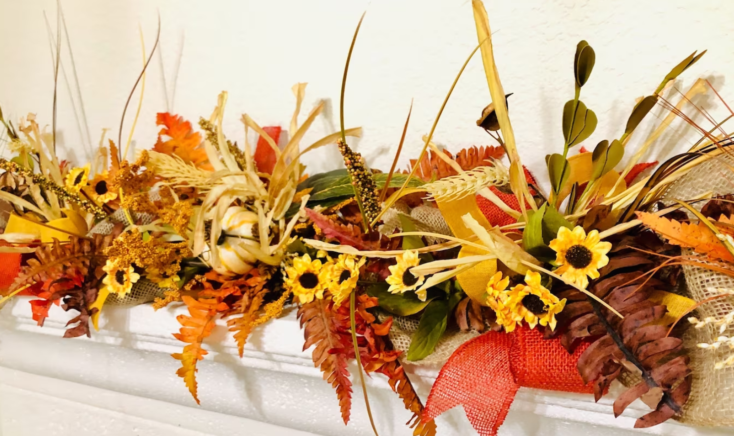 fall mantle decorations with flowers