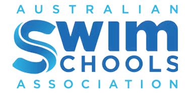 Logo for Australian Swim Schools Association. Blue stylized 