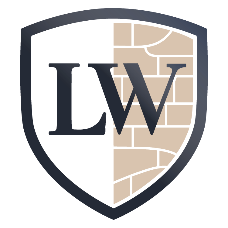 Shield logo with gold border, split; gold 