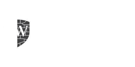 Logo with a shield design with the letter 