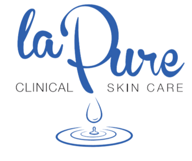A blue logo with the text
