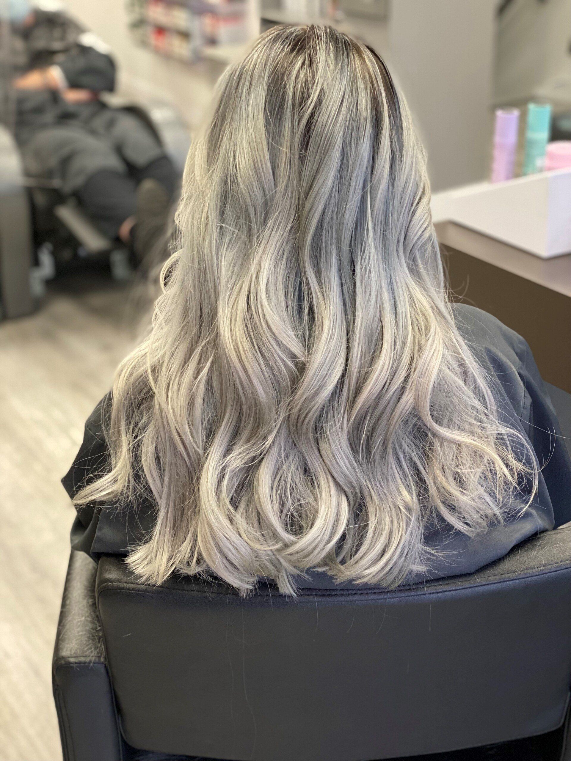 Cool Blonde Balayage hair created at Collective Hairdressing