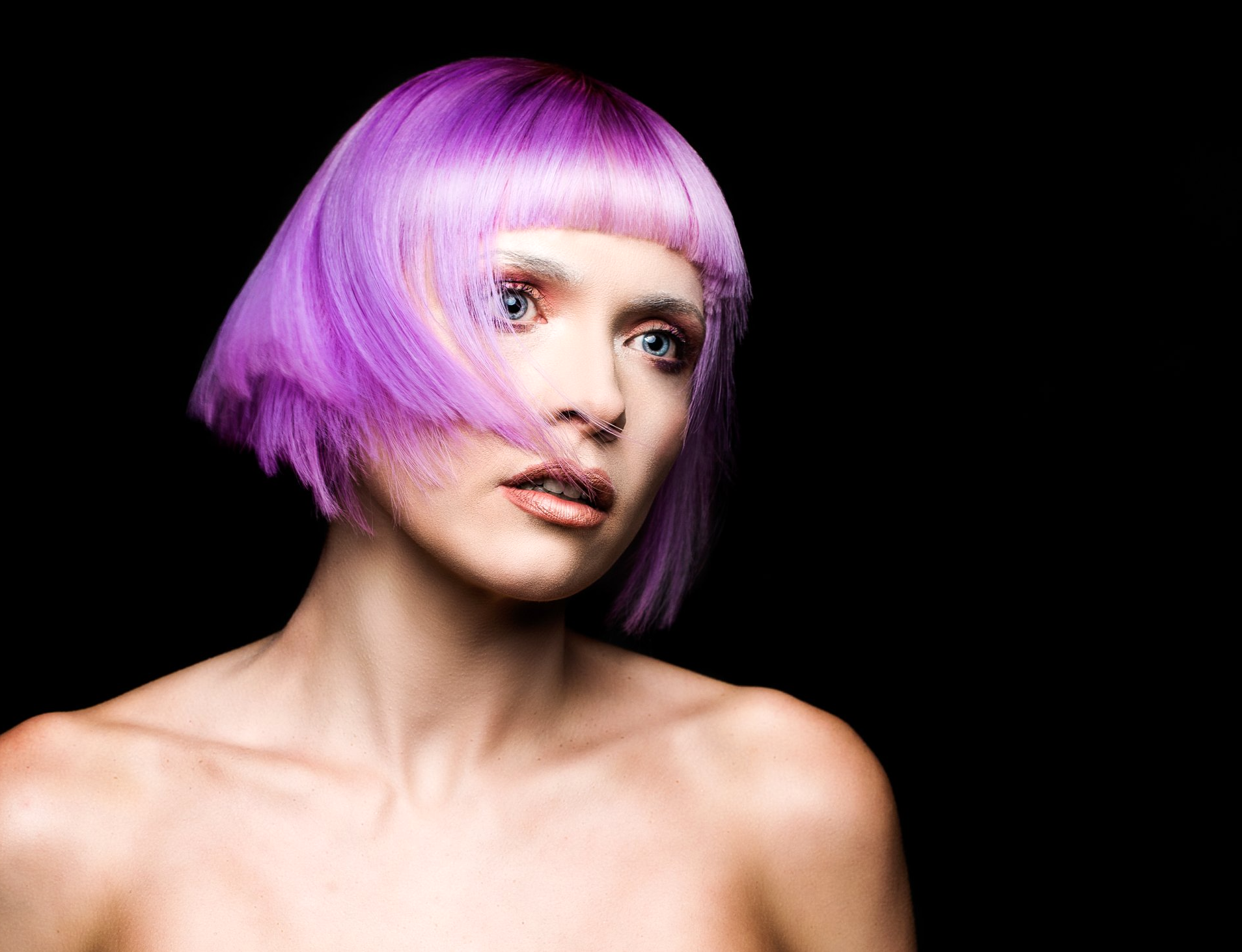 Pink purple ladies bob hairstyle created by Paul Clayton Collective Hairdressing