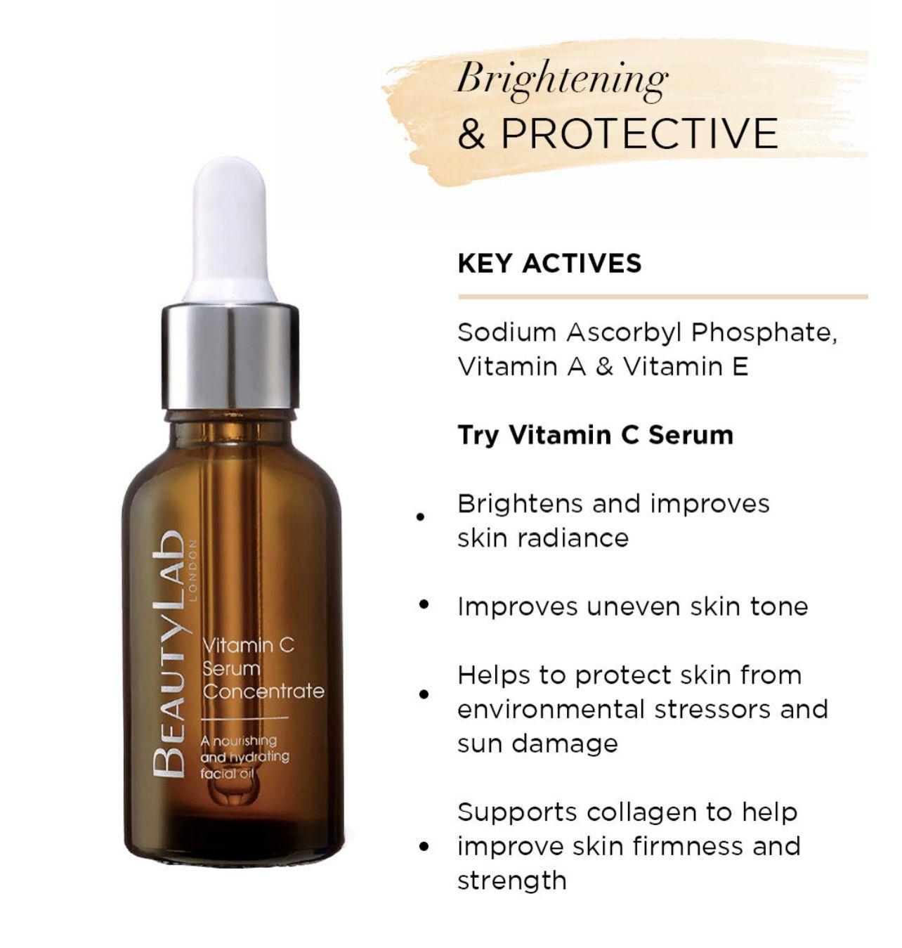 Vitamin C Serum Concentrate and words describing the benefits