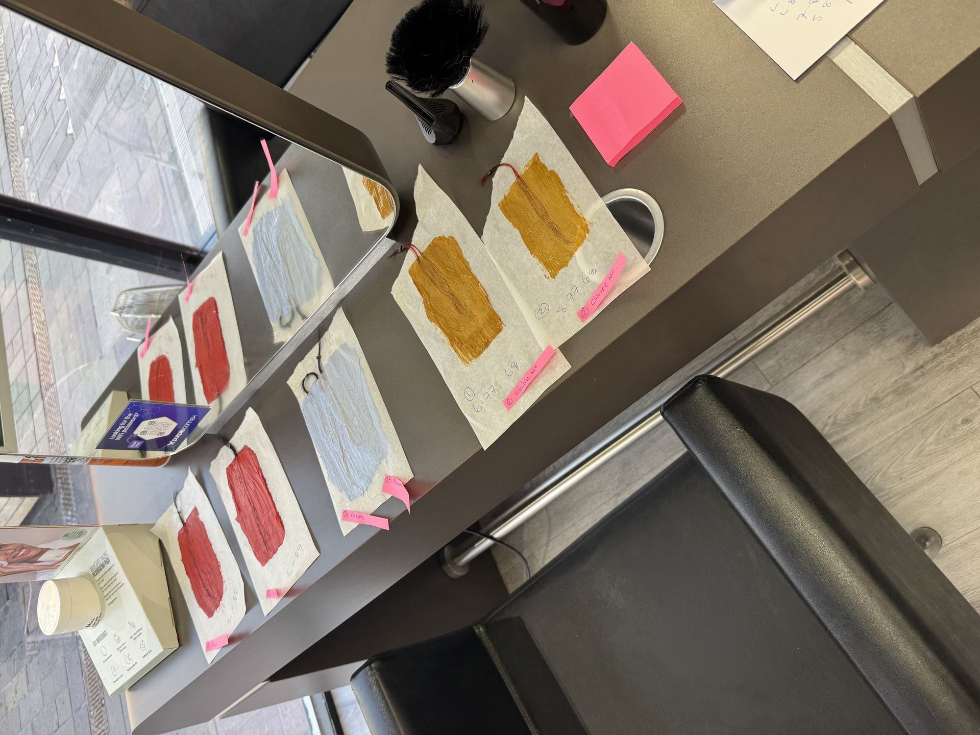 Multiple strand tests prepared during colour planning consultation at THE TRUTH IN COLOUR®