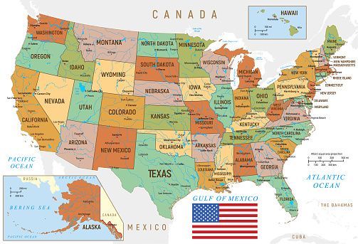 A map of the united states and canada