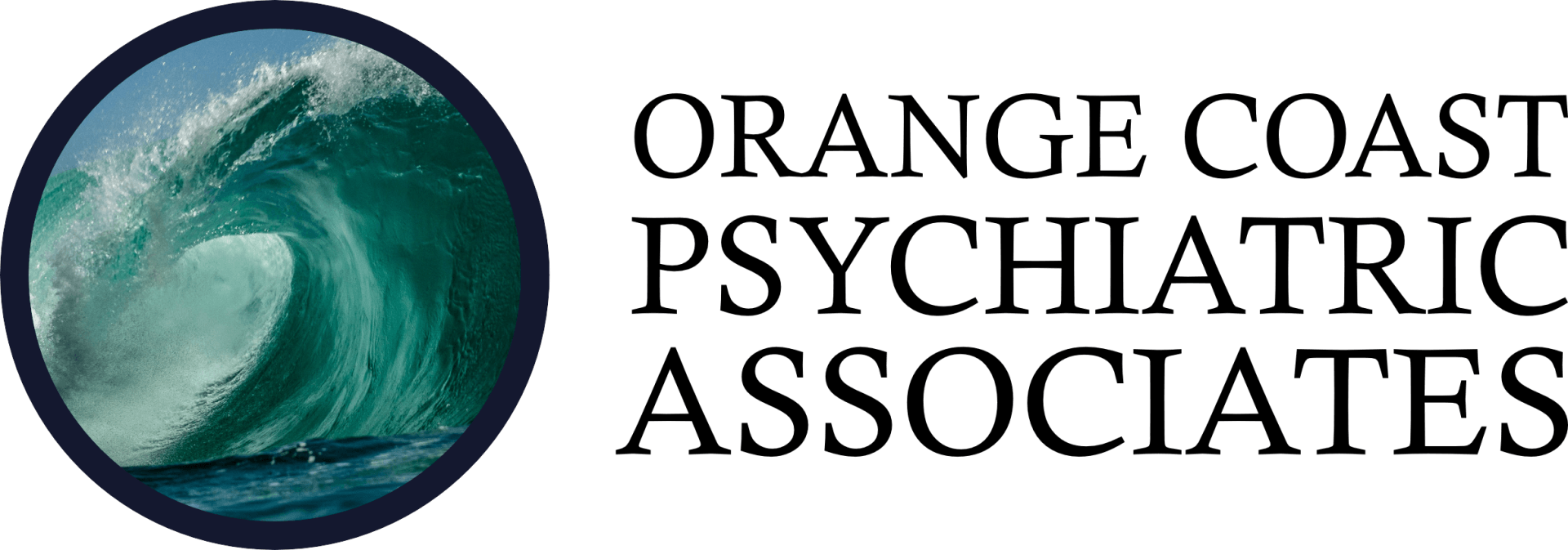 the logo for orange coast psychiatric associates shows a wave in the ocean .