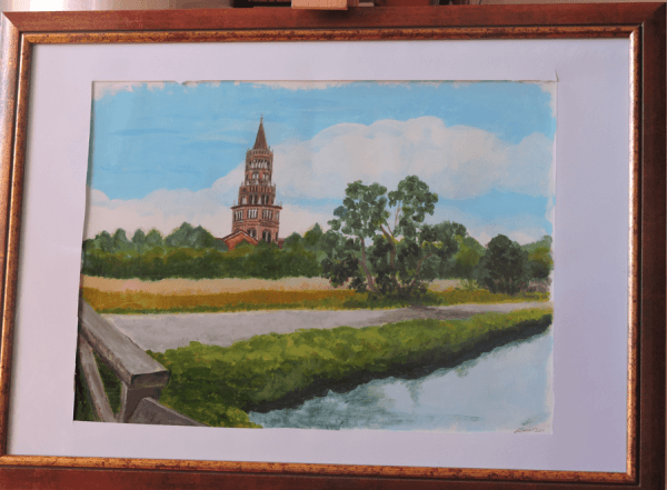 quadro con riva di un fiume