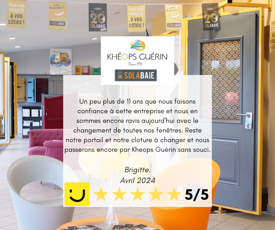 Une photo d'un magasin avec une note de 5/5