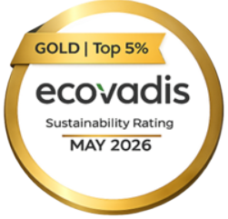 Badge de notation de durabilité EcoVadis : Argent, Top 15 %, score de 72 %, valable jusqu'en avril 2025.