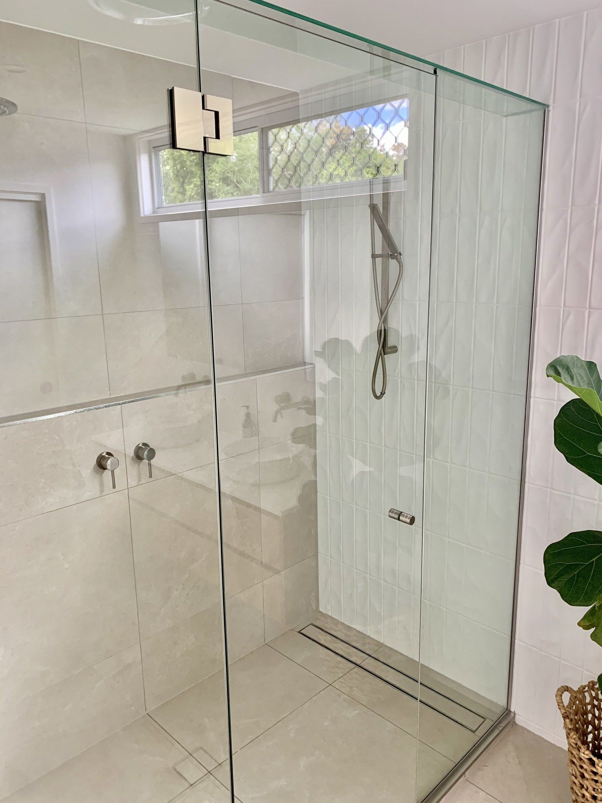 Glass Shower Door — Suncoast Shower & Security Screens in Marcoola, QLD