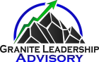 A logo for granite leadership advisory with a mountain and an arrow.