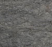 Gray granite countertop with swirling patterns and texture.