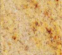 Yellow and brown speckled granite countertop.