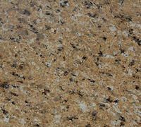 Tan granite countertop with speckled dark and light mineral deposits.
