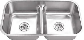 Stainless steel double kitchen sink.