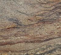 Tan and brown granite with wavy, streaked patterns.