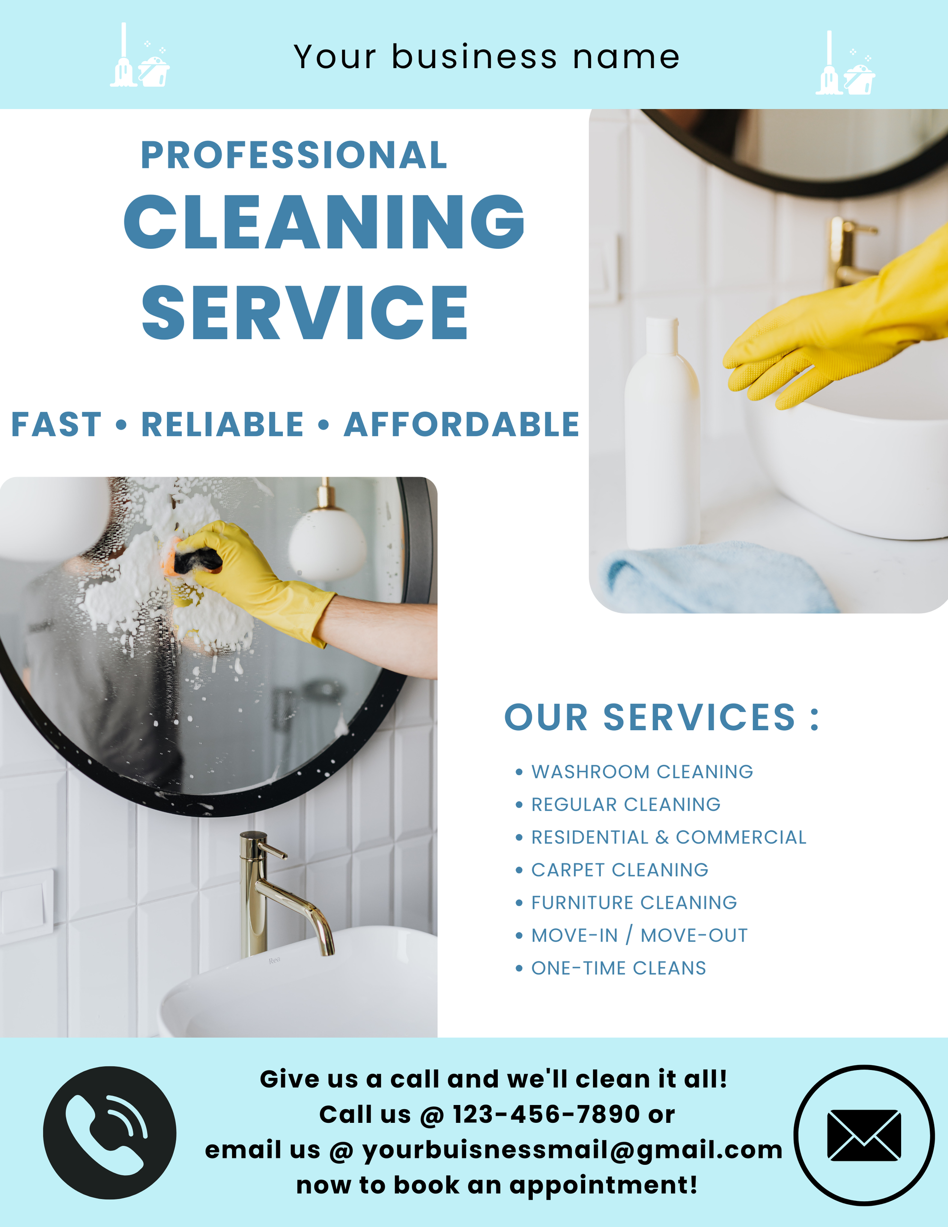 Custom cleaning service promotional flyer for small business marketing