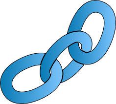 A cartoon drawing of a blue chain on a white background.