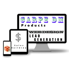 A computer monitor with the words carpe dm products written on it