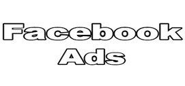 A black and white logo for facebook ads on a white background.