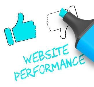 A blue marker is drawing a thumbs up and a thumbs down next to the words website performance