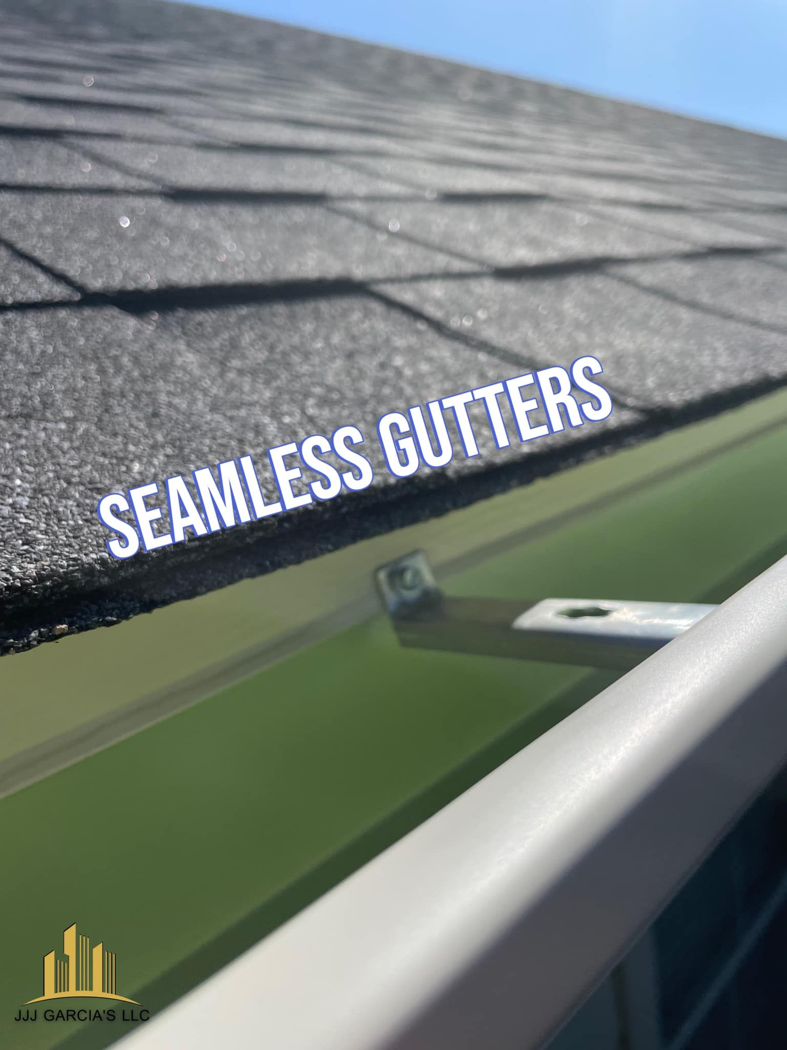 A close up of a seamless gutter on a roof.