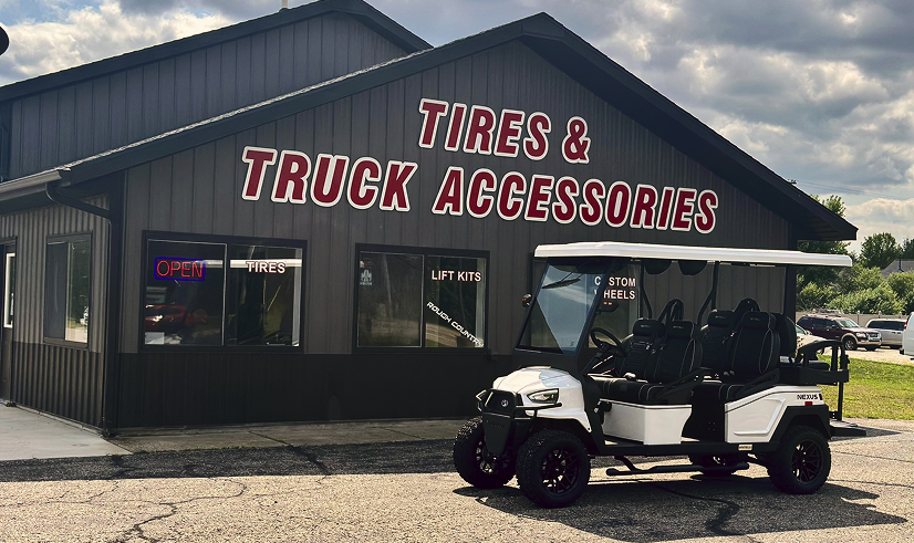 Golf cart in front of the shop | Midwest Truck and Tire