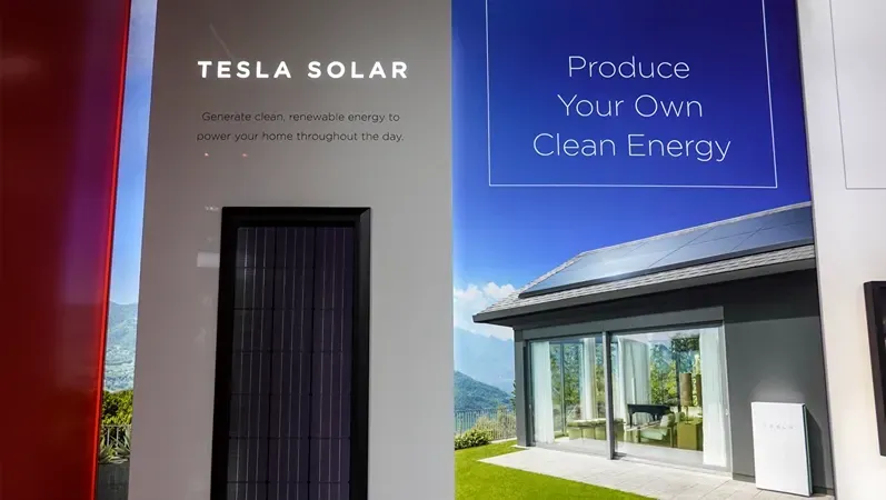 Seattle,WA/USA-9/15/29: A Tesla Solar panel at the Tesla dealership in Seattle, WA.  Tesla, Inc. is an American automotive and energy company that specializes in electric cars and solar panels.