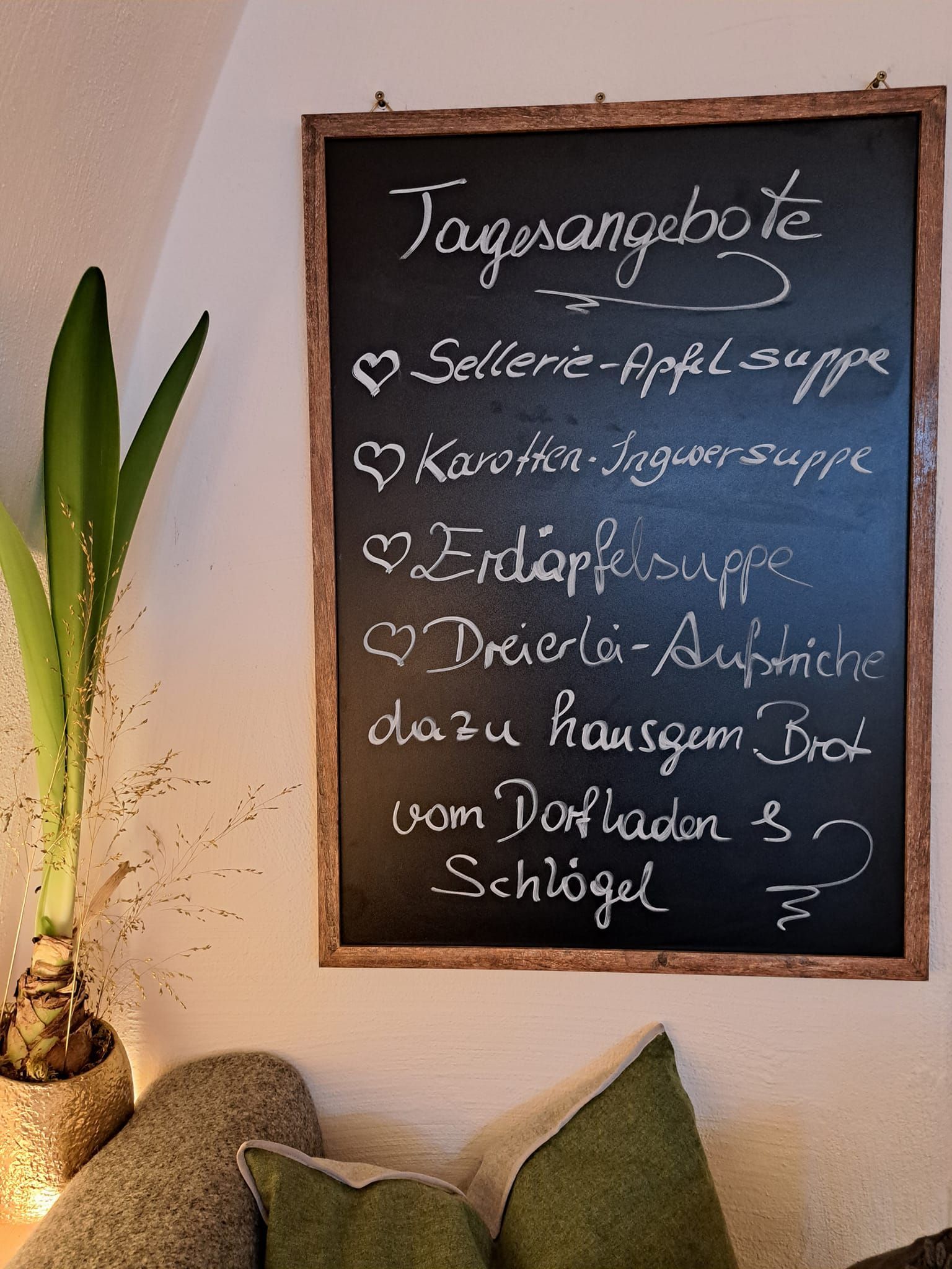 Tafel mit Tagesangebote