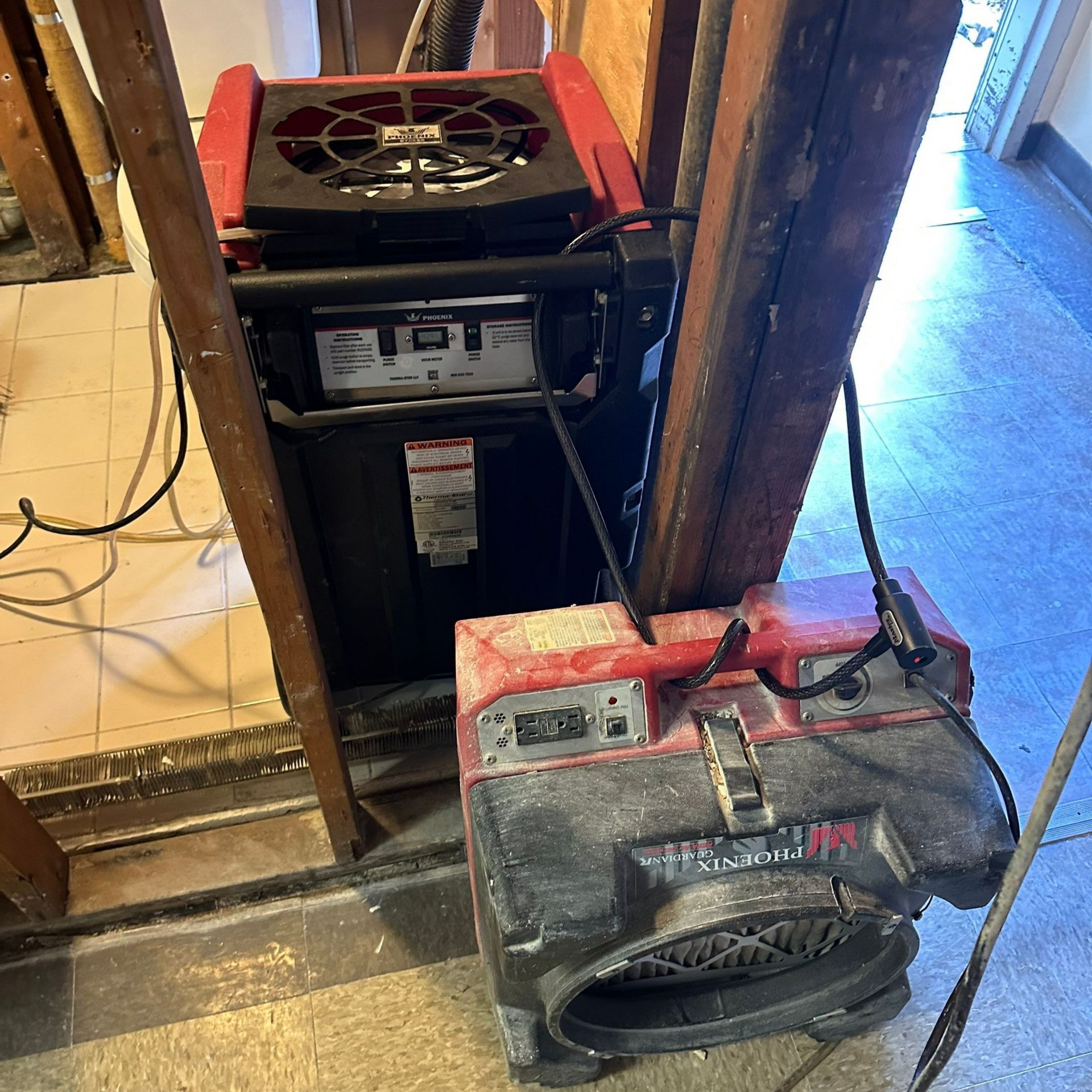 Drying equipment during water damage restoration in Huntington Station, NY