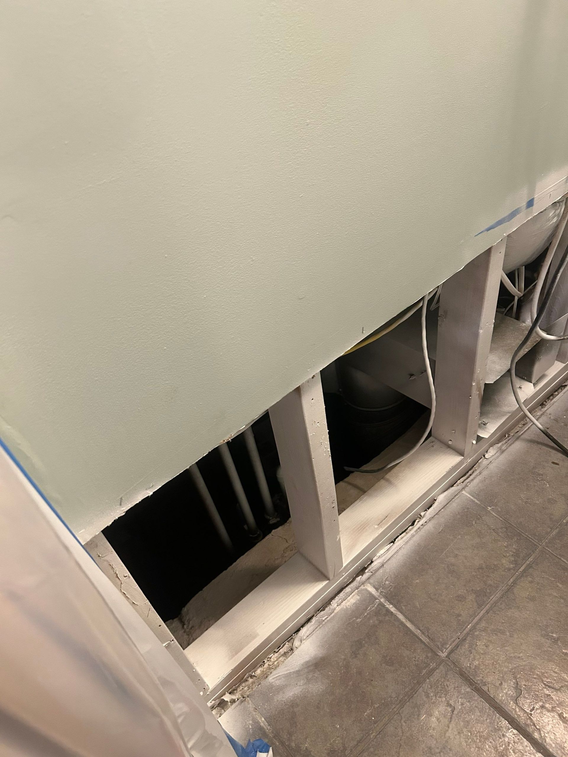 mold encapsulation on wall studs at a home in Greenlawn New York