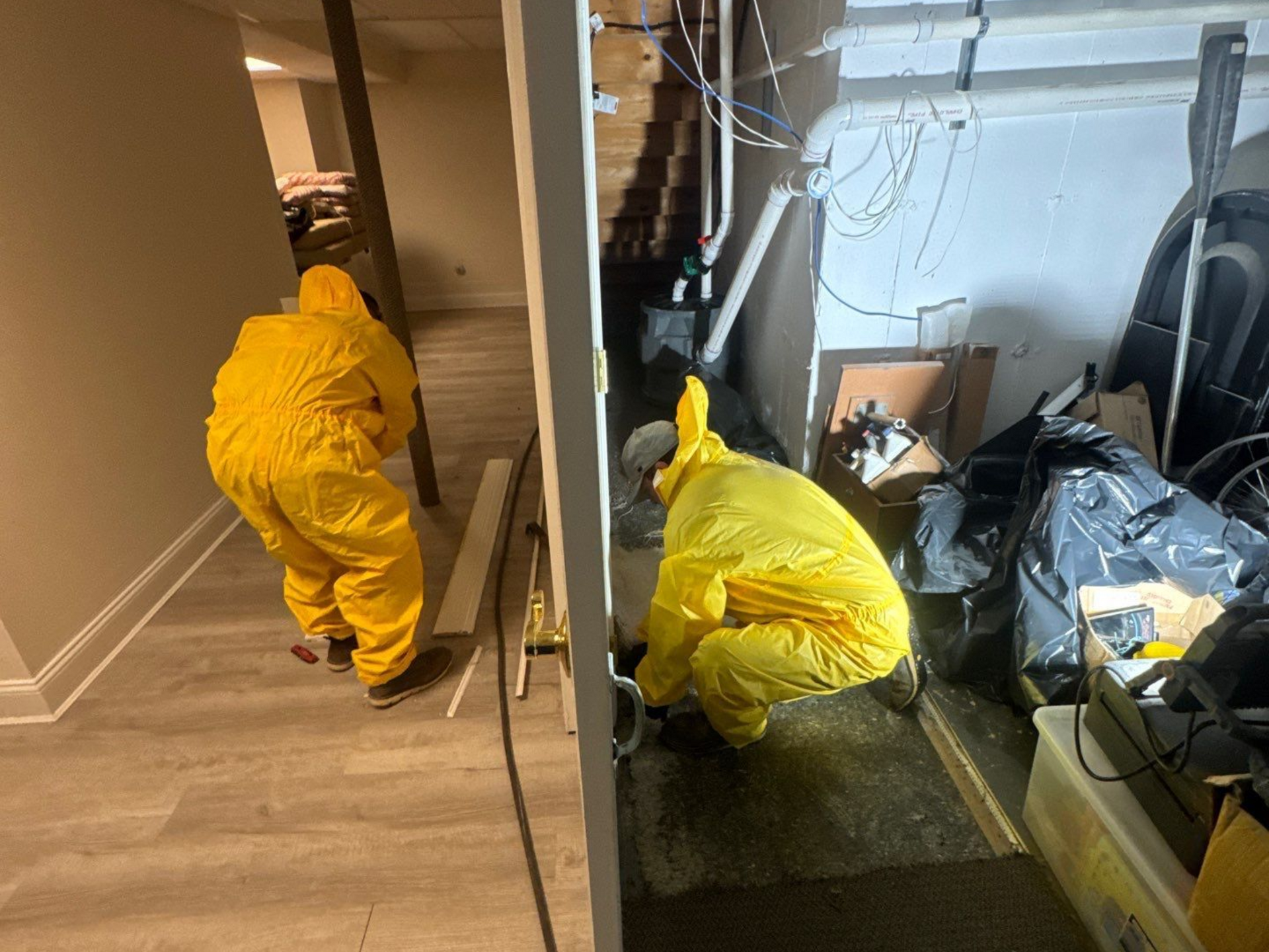 Removing contaminated materials from home after sewage back up in Eastport NY