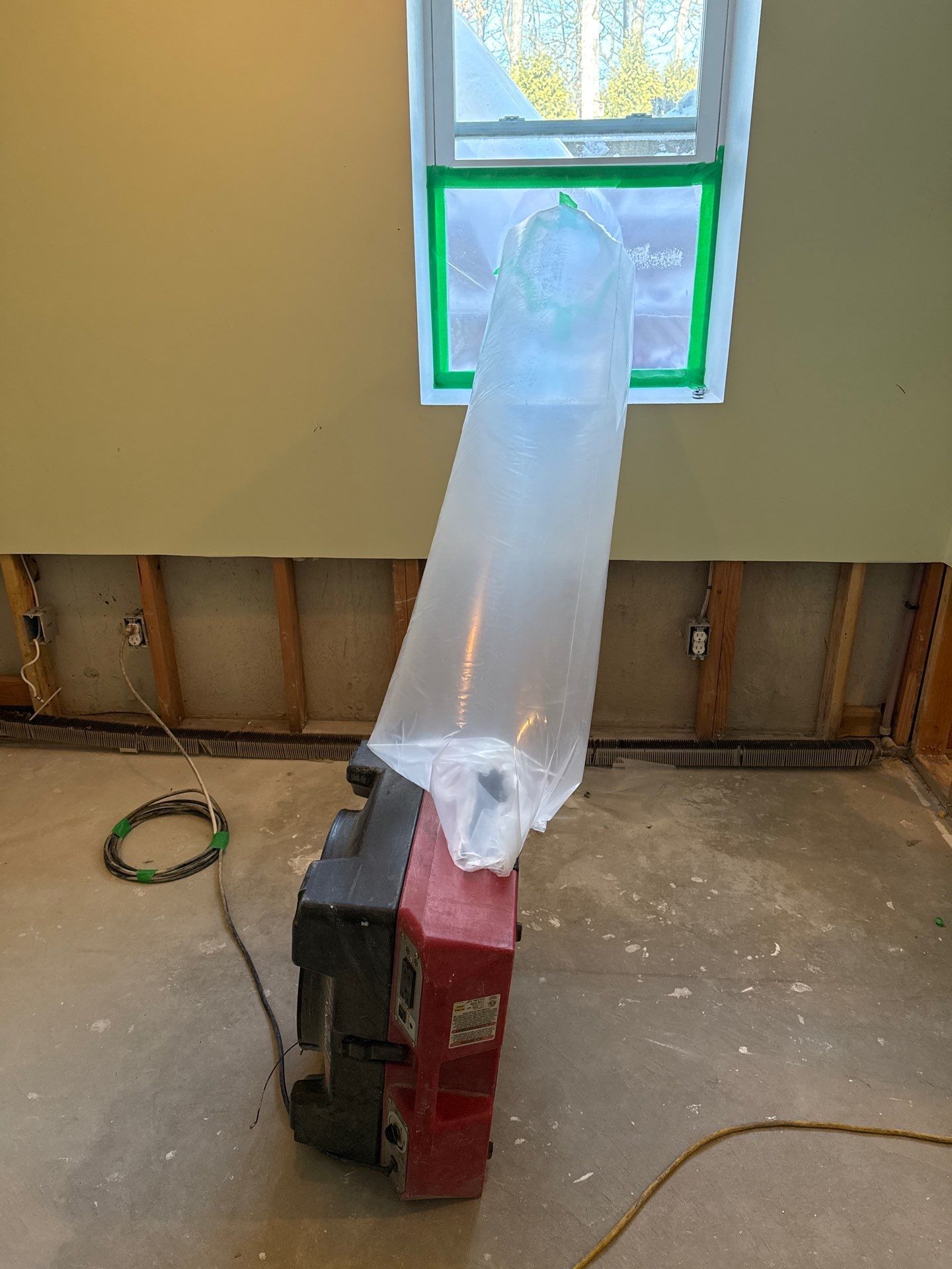 Air scrubbing equipment during mold remediation at home in Westhampton NY