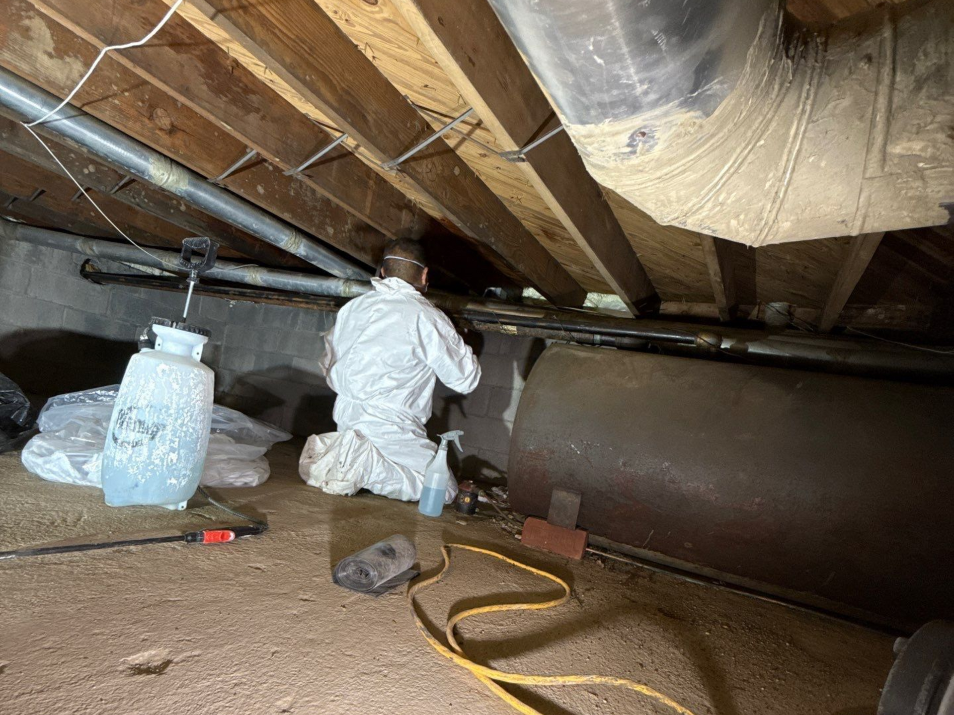 removing mold from crawlspace at a Long Island Home