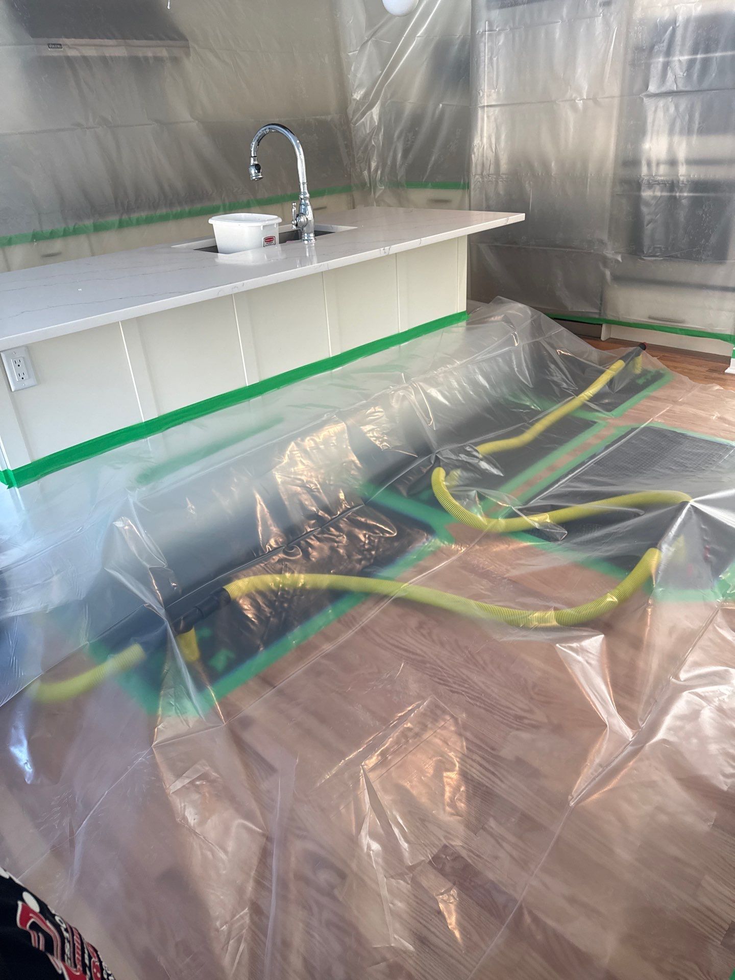 containment areas and drying equipment at a home in in Quogue NY