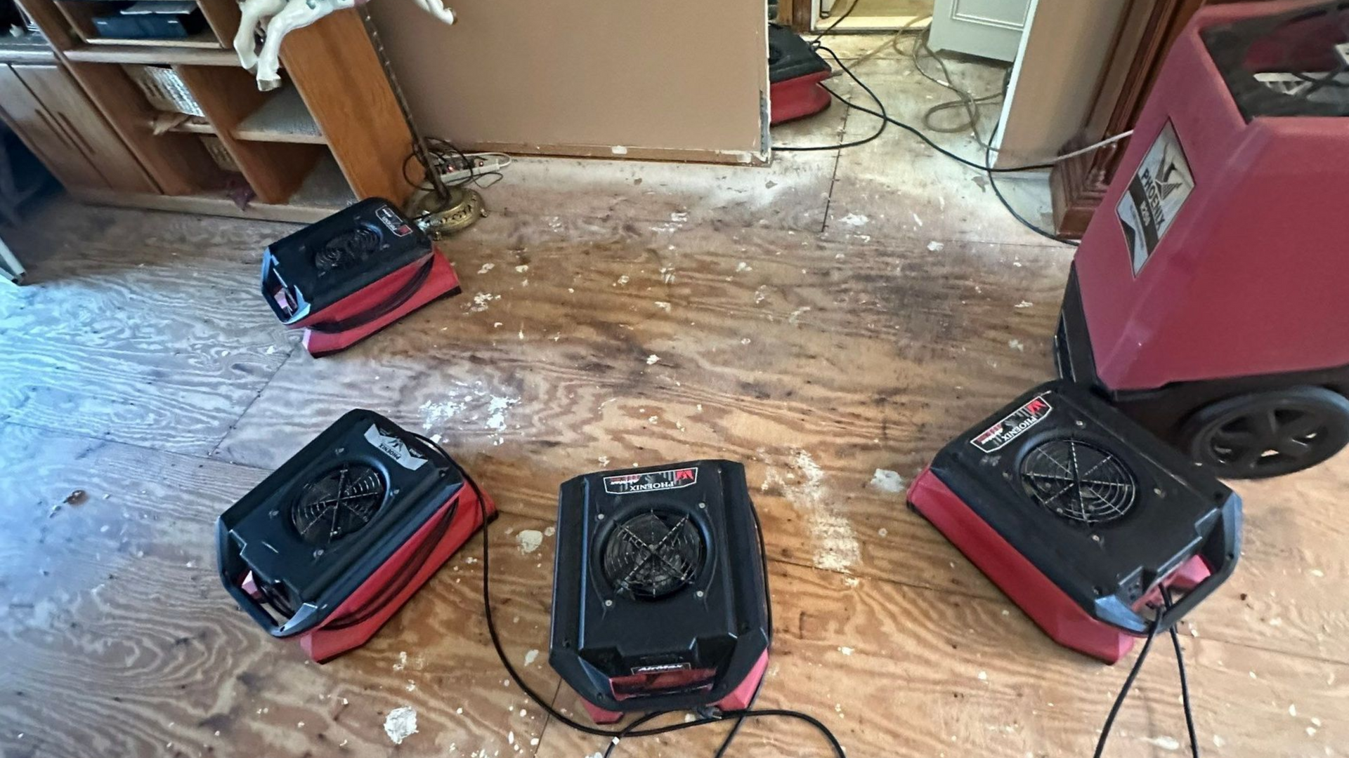 Drying and dehumidifying equipment at a flooded home in Babylon NY