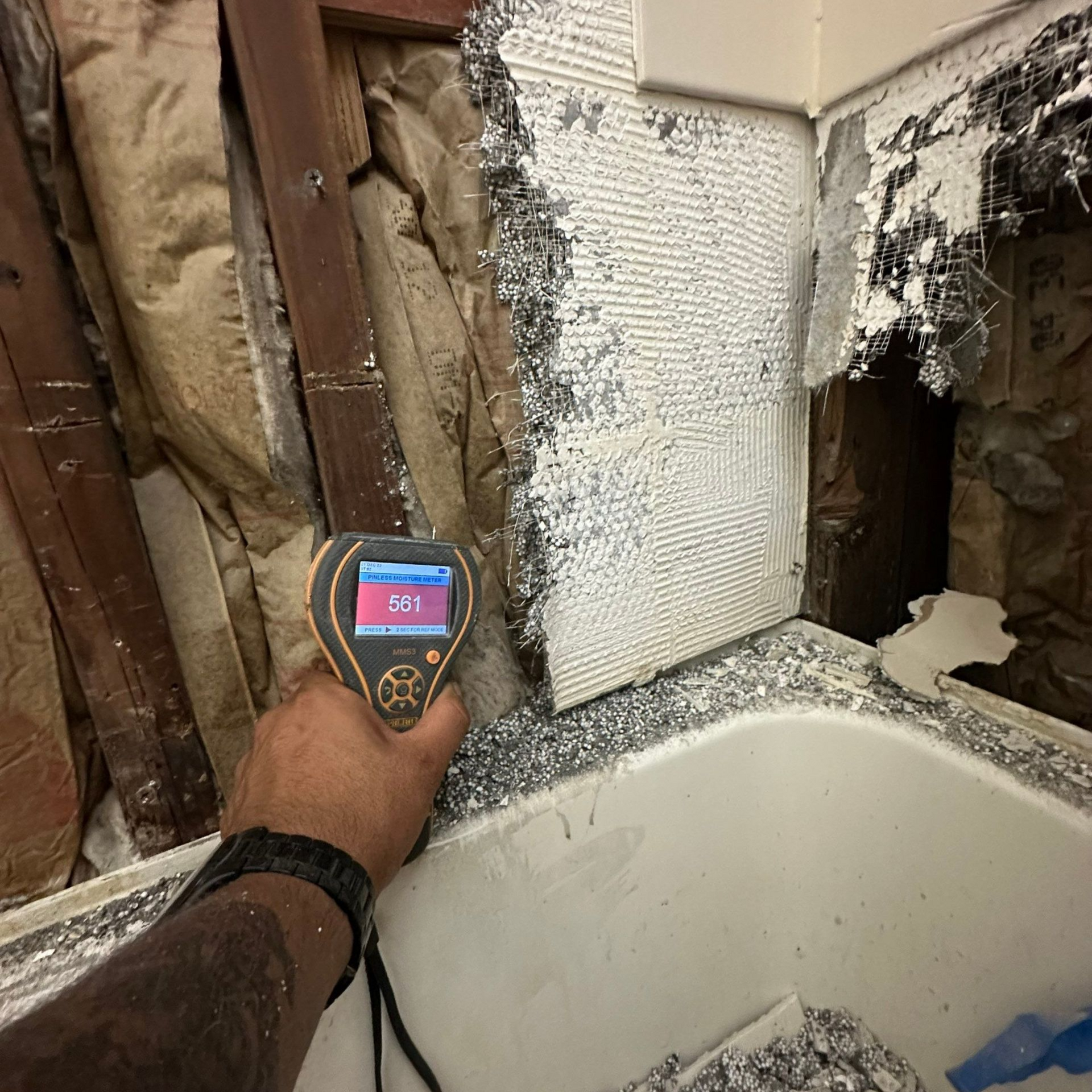Moisture readings after flooding in Huntington Station, NY