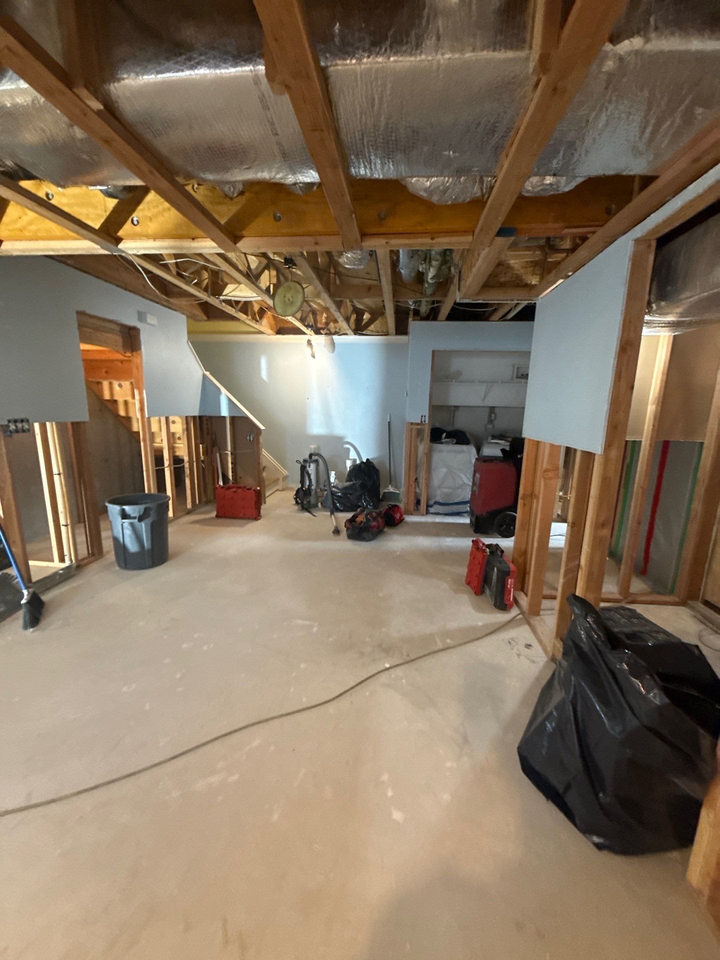 Restored and mold remediated basement at a home in Westhampton NY