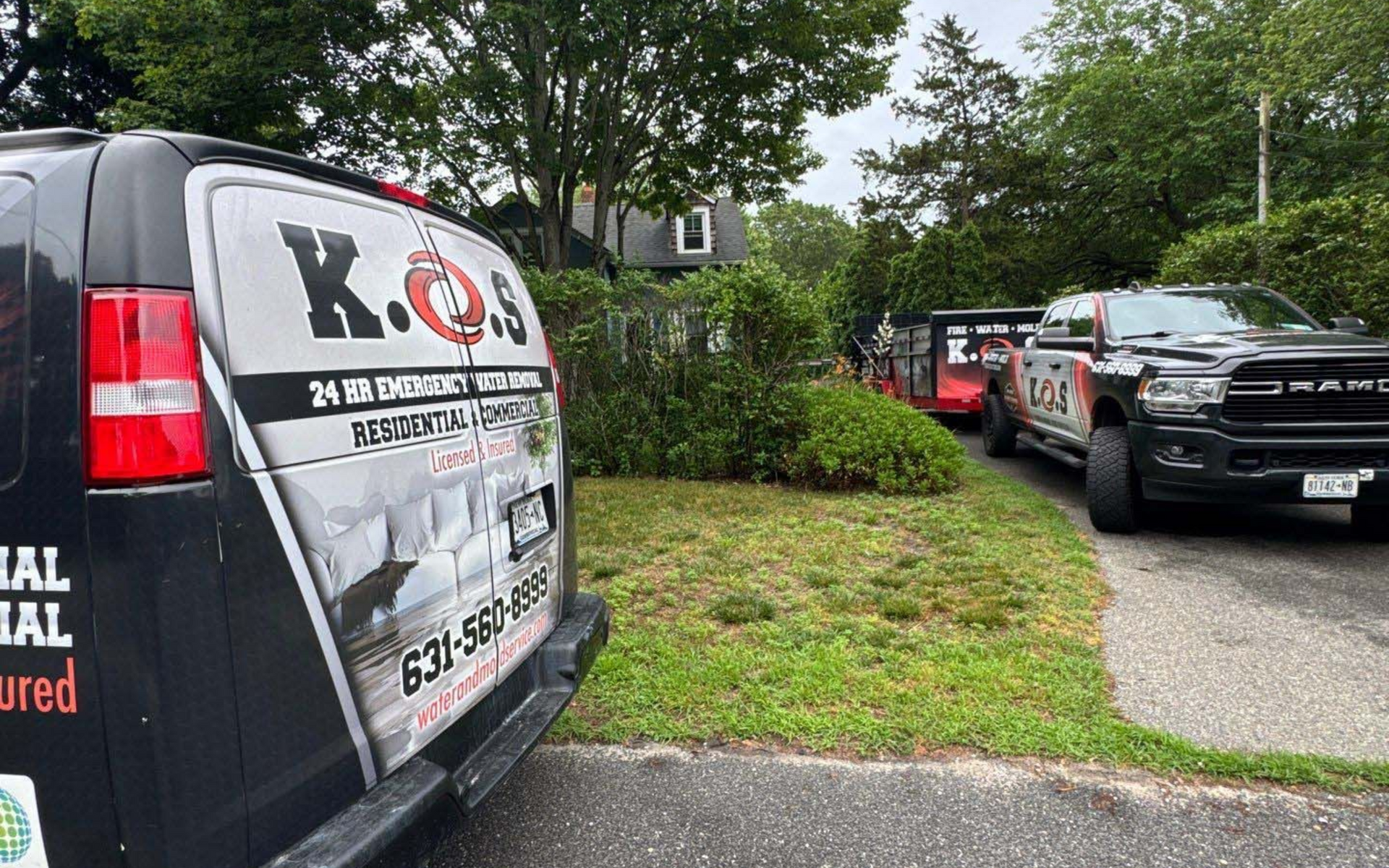 K.O.S. Restoration responding to a flooded basement at a home in Hampton Bays New York 